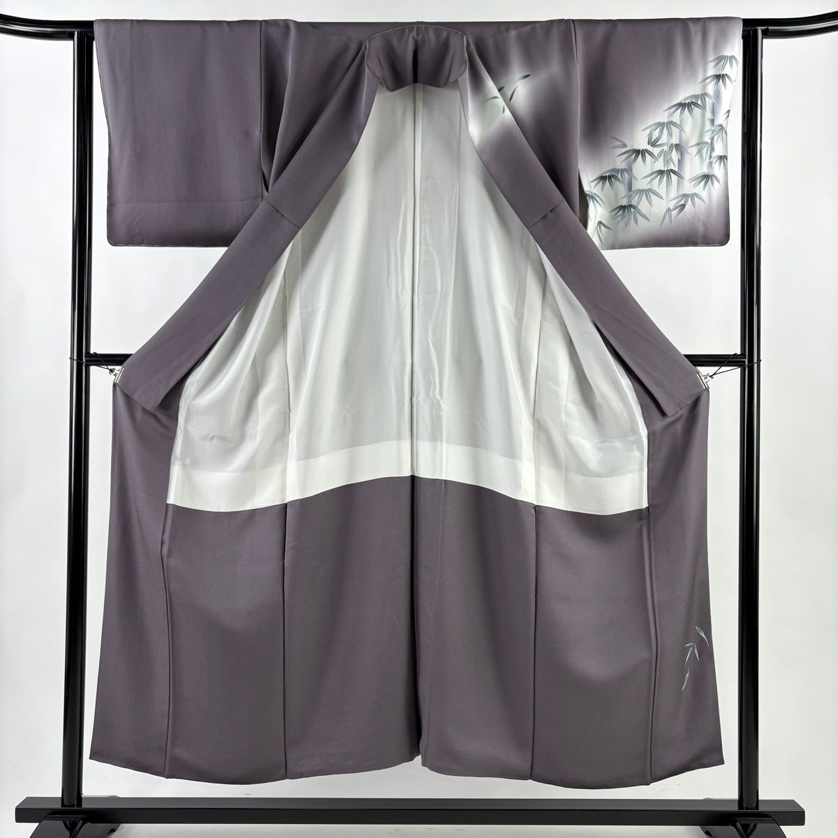  訪問着 身丈151 5 cm 裄丈63 S 袷 落款 竹 ぼかし 灰紫 正絹 秀品 訪問着 付け下げ 着物