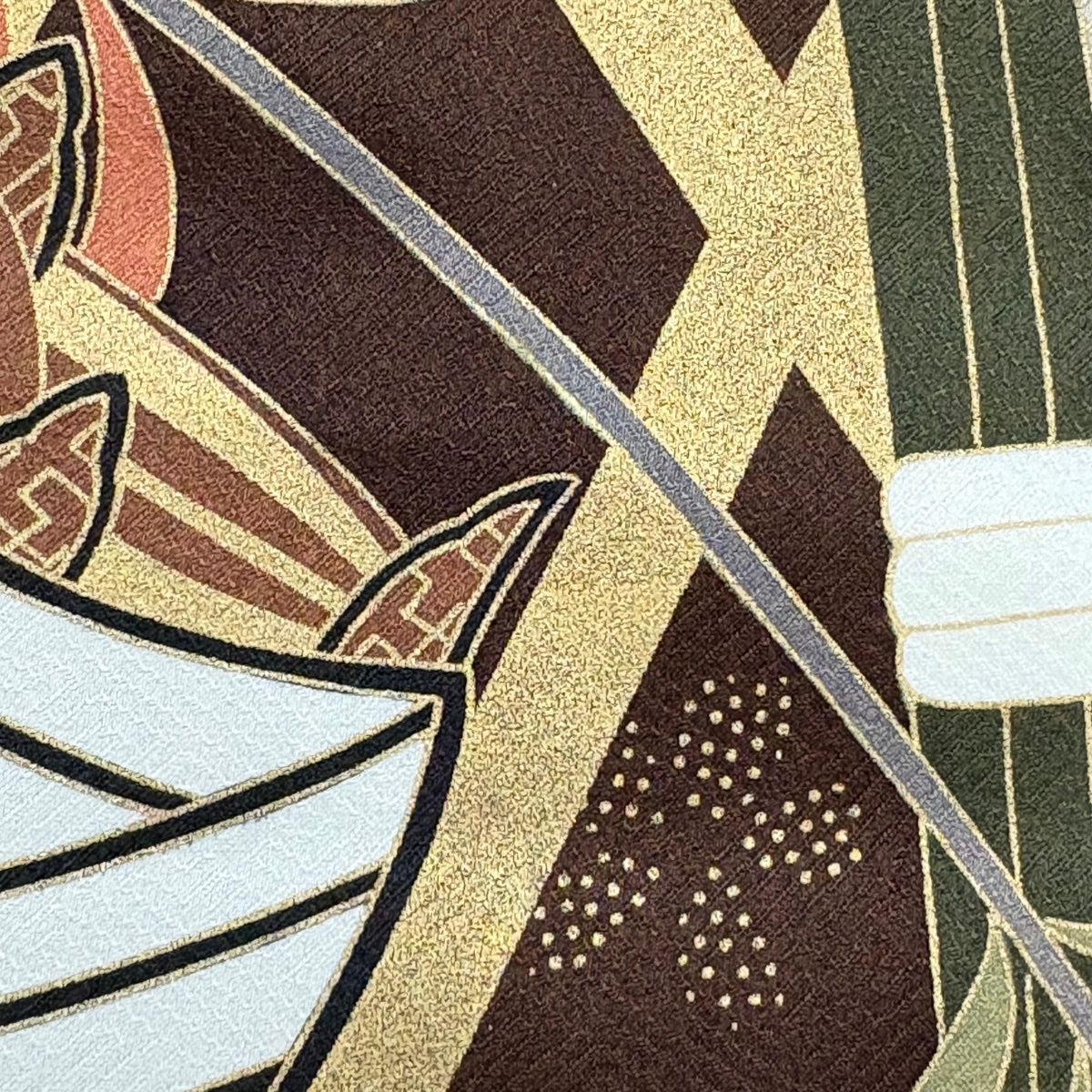  振袖 身丈160 5 cm 裄丈65 M 袷 糸巻き 蝶 金糸 金彩 茶色 正絹 秀品 振袖 着物