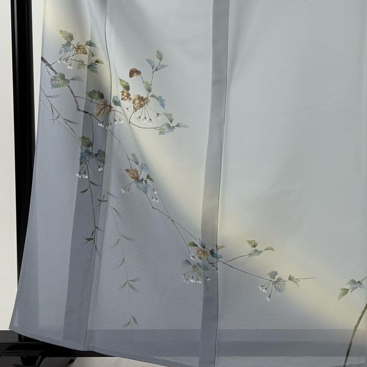 付下げ 身丈163.5 cm 裄丈63 S 薄物 絽 枝花 ラメ ぼかし 青灰色 正絹 秀品