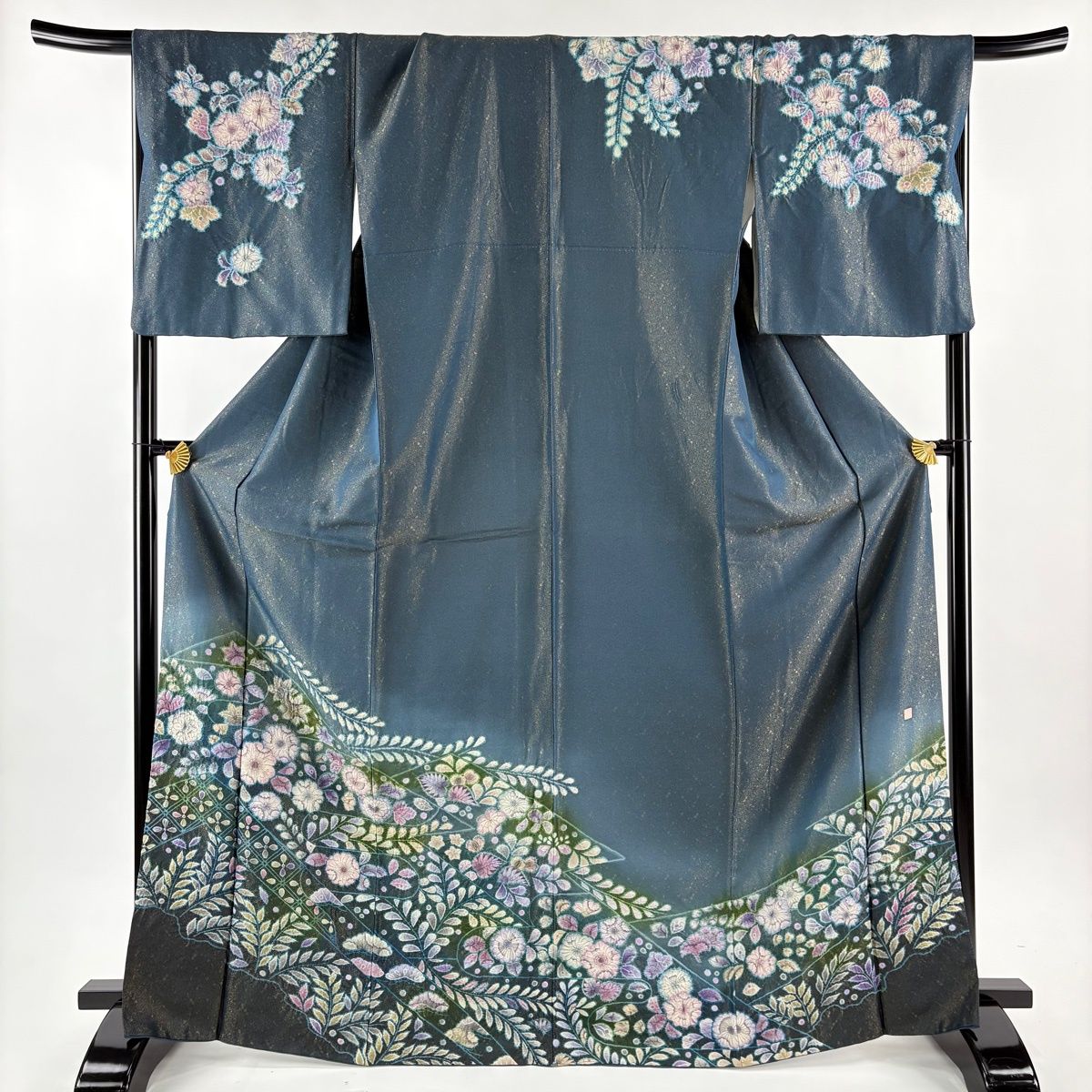 訪問着 身丈167.5 cm 裄丈68 L 袷 落款 辻が花 金通し 深緑 正絹