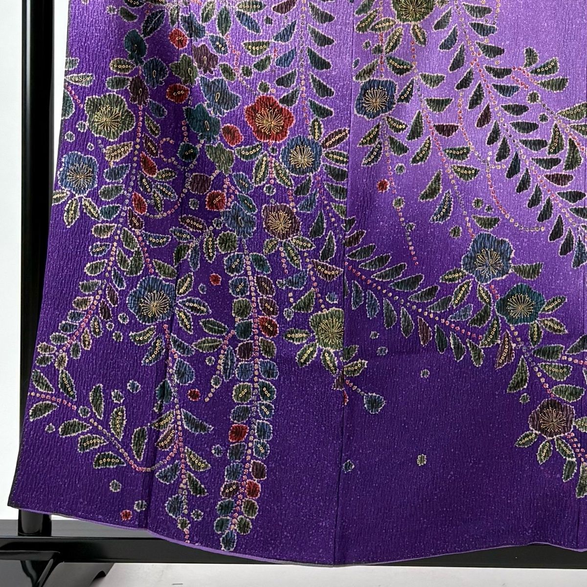 振袖 身丈158 cm 裄丈62.5 S 袷 落款 梅 金彩 ぼかし 紫 正絹