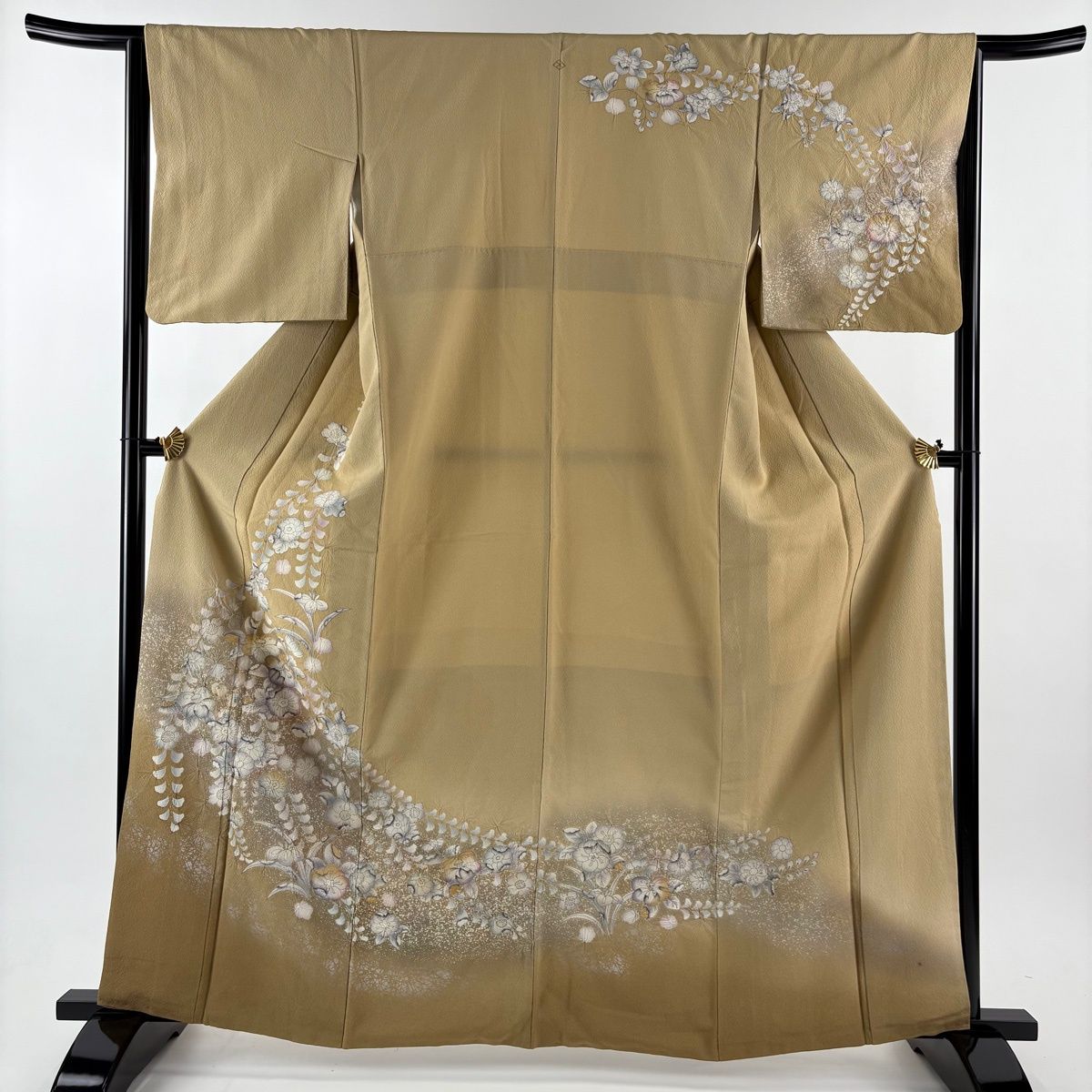 訪問着 身丈163 cm 裄丈66 M 袷 辻が花 金彩 薄茶色 正絹 一つ紋