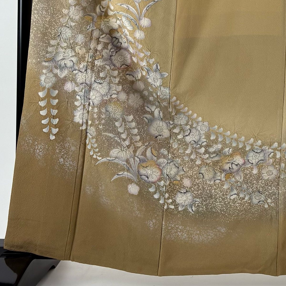 訪問着 身丈163 cm 裄丈66 M 袷 辻が花 金彩 薄茶色 正絹 名品 一つ紋
