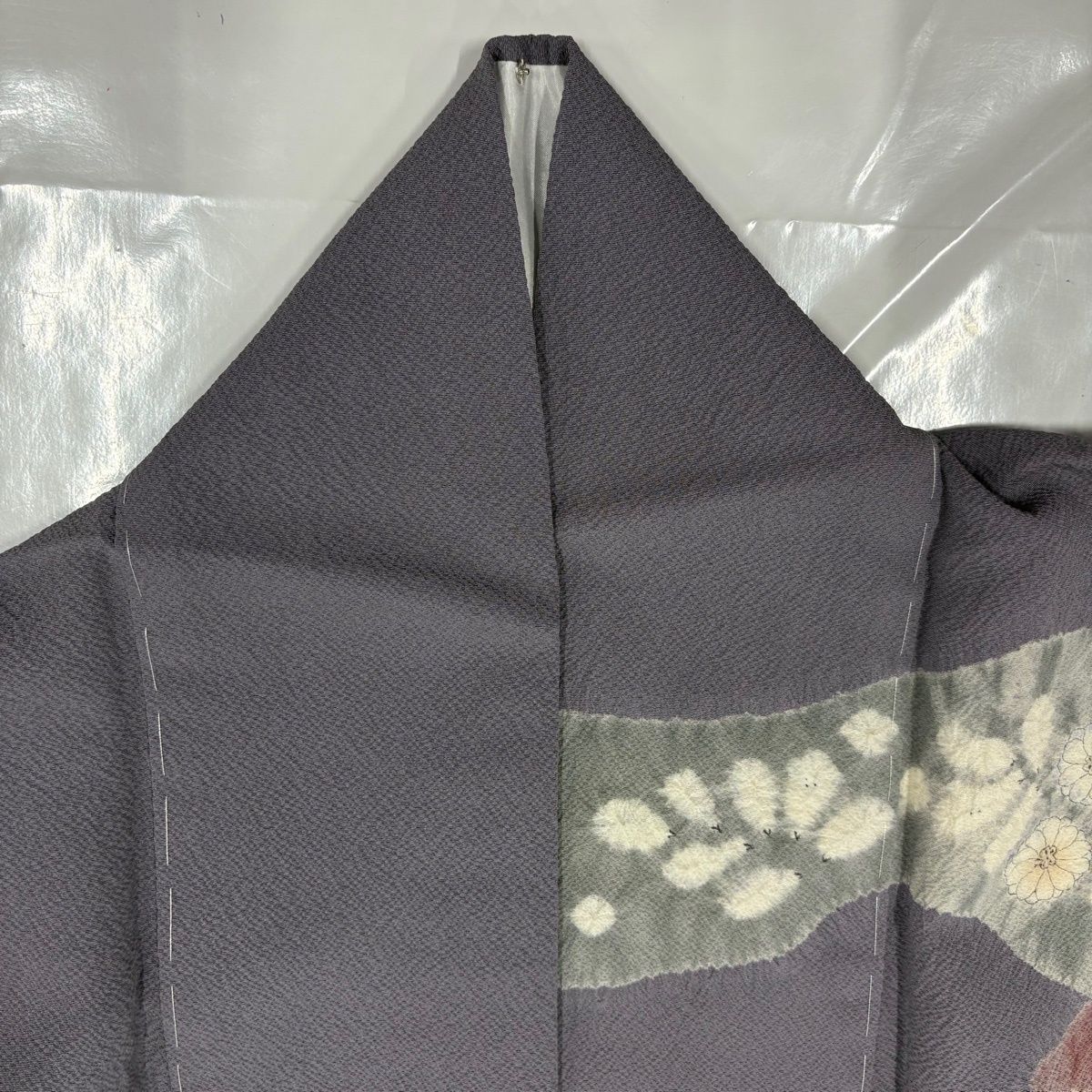  訪問着 身丈170.5 cm 裄丈67 M 袷 辻が花 ぼかし 灰紫 正絹 訪問着 付け下げ 着物