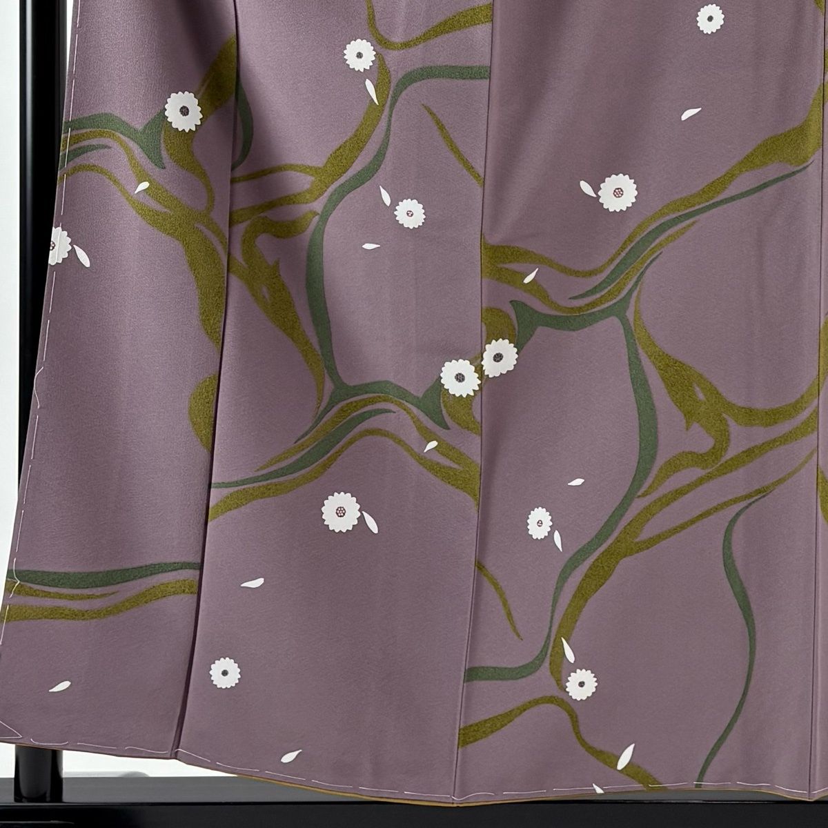 小紋 身丈158 cm 裄丈66 M 袷 二代目清次郎 落款 花 幾何学模様 灰紫 正絹