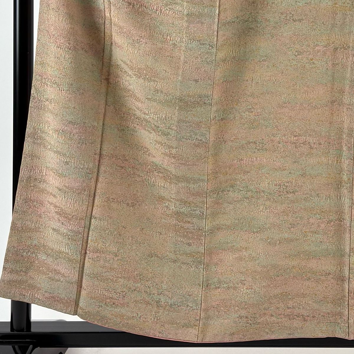 小紋 身丈156.5 cm 裄丈65.5 M 袷 陶彩染 落款 幾何学模様 薄茶色 正絹 名品