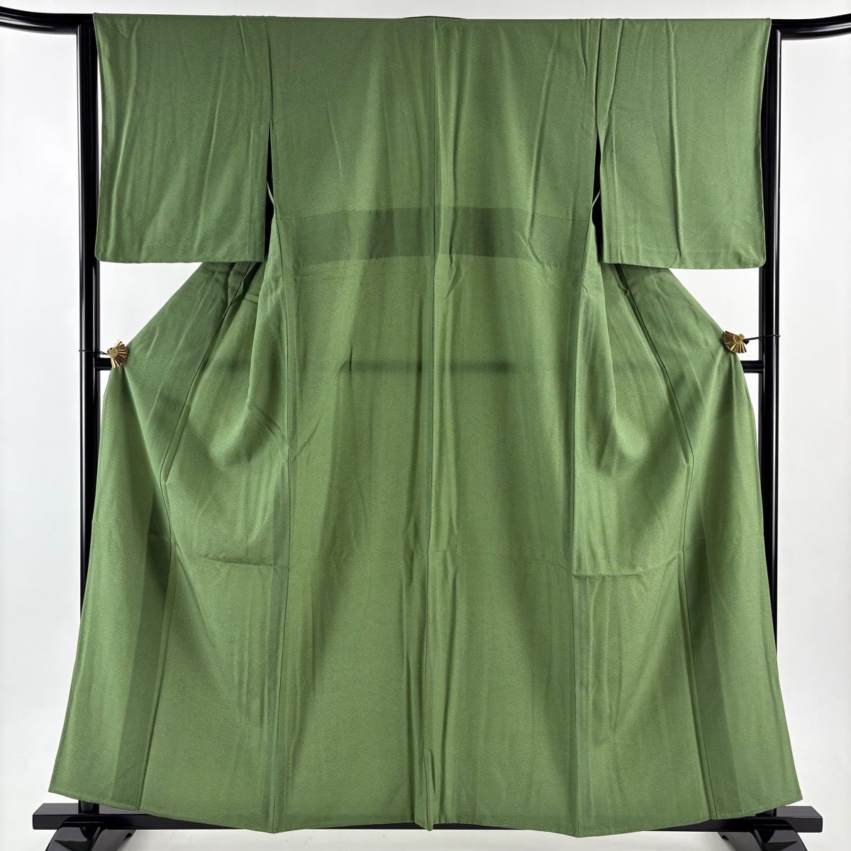 江戸小紋 身丈159 cm 裄丈64 M 袷 小花 葉柄 よもぎ色 正絹 名品