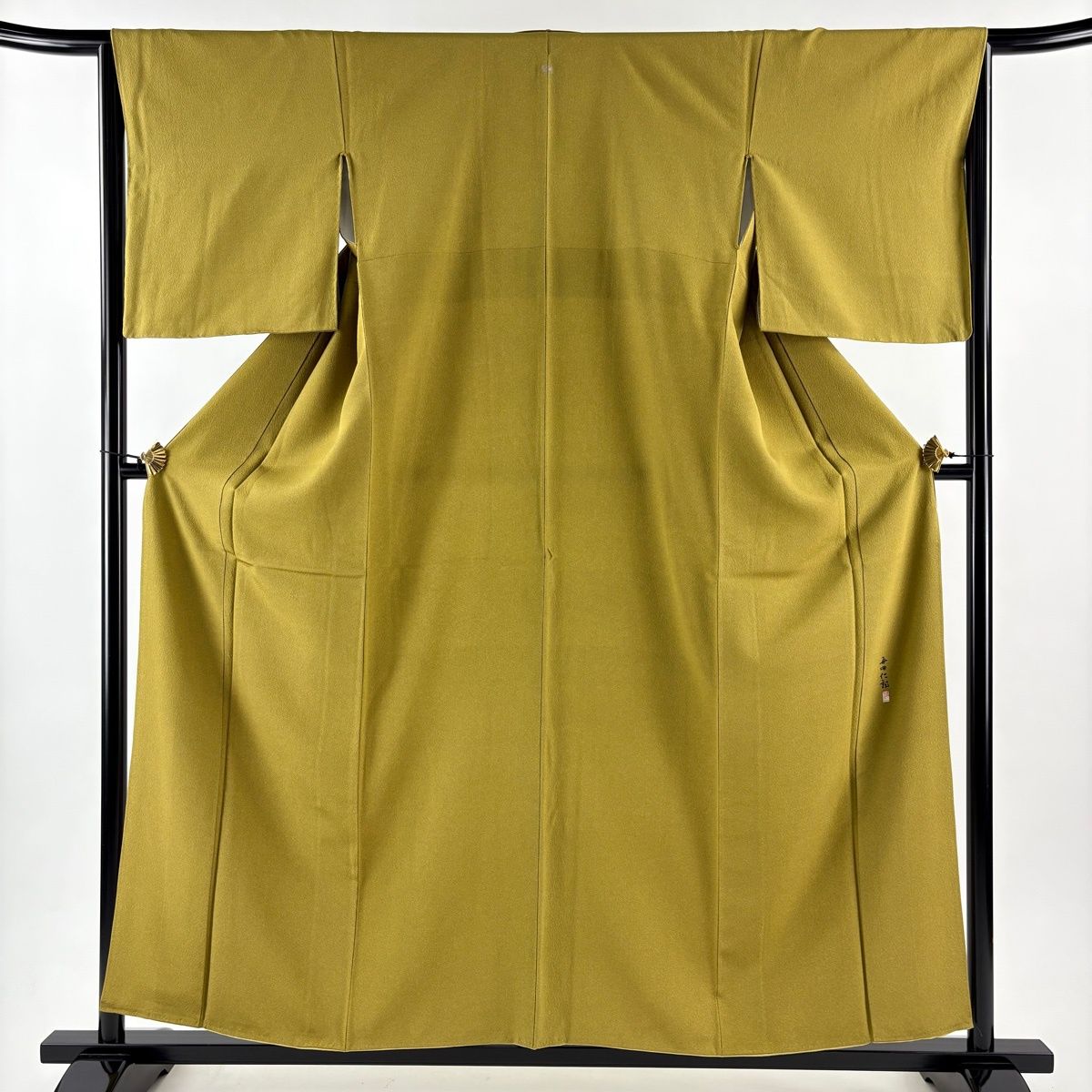 美品】 江戸小紋 身丈158cm 裄丈65.5cm M 袷 落款 鮫 山吹茶色 正絹