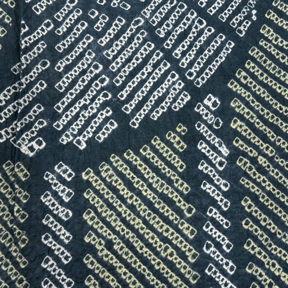  浴衣 身丈151 cm 裄丈62.5 S 絞り浴衣 斜縞 桧扇 青緑 綿 浴衣単品 浴衣