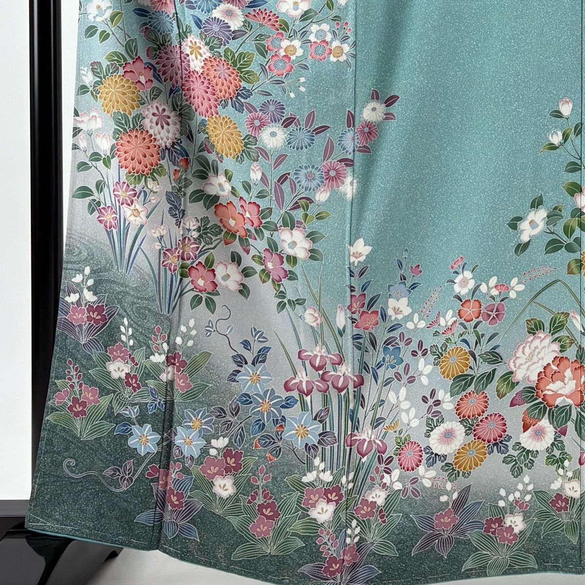 訪問着 身丈165.5 cm 裄丈68 L 袷 菊 花唐草 ぼかし 薄緑 正絹