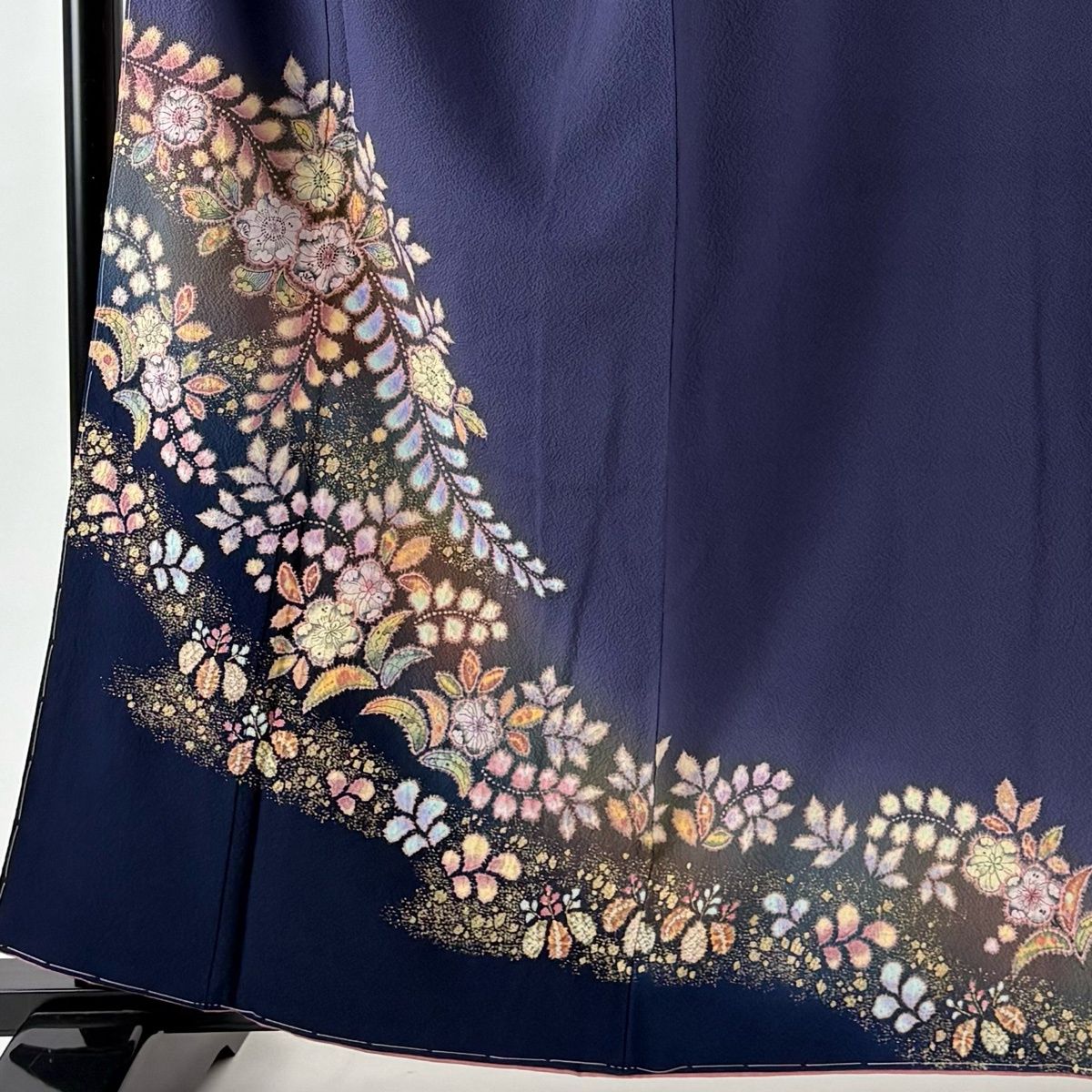 付下げ 身丈161 cm 裄丈69 L 袷 翠山工房 やまと 落款 辻が花 金彩 ぼかし 濃紫 正絹 名品