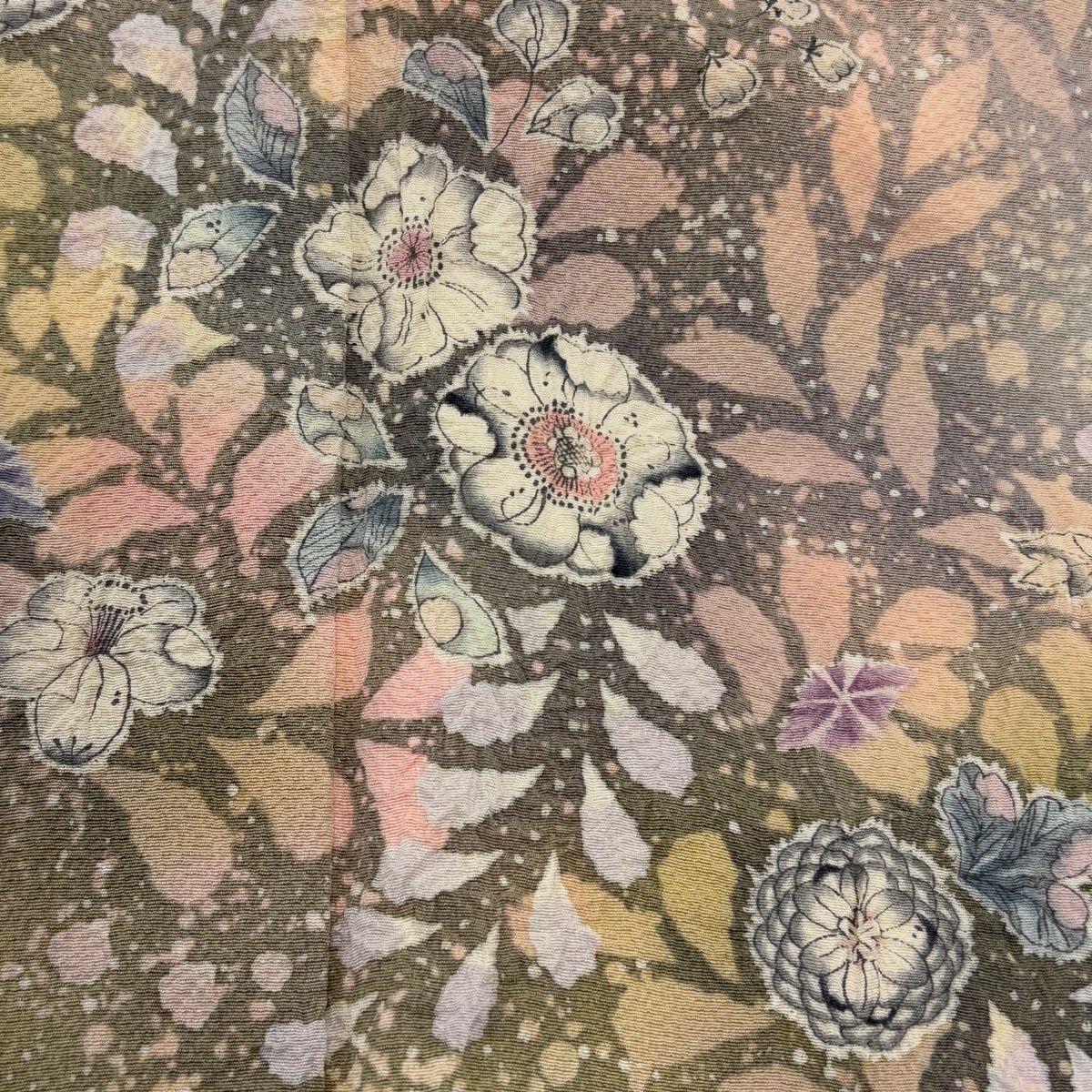 付下げ 身丈157cm 裄丈67cm M 袷 翠山工房 落款 辻が花 ぼかし 抹茶色