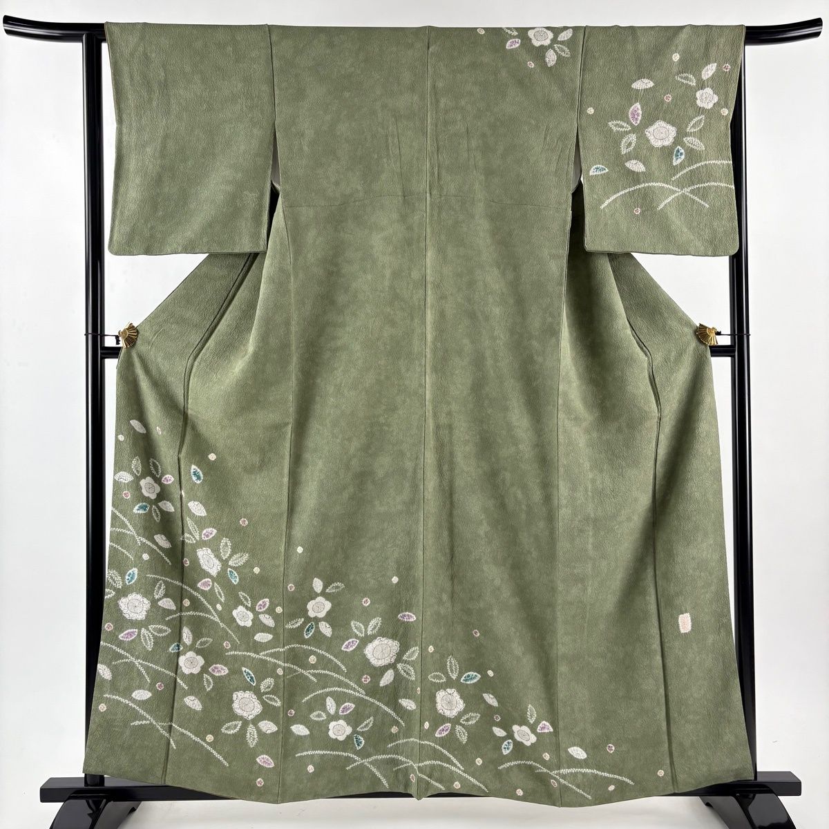 平和屋着物▽訪問着　単衣　陶器花文　正絹　逸品　BAAS8344hv 平和屋着物▽訪問着 単衣 陶器花文 正絹 逸品 BAAS8344hv