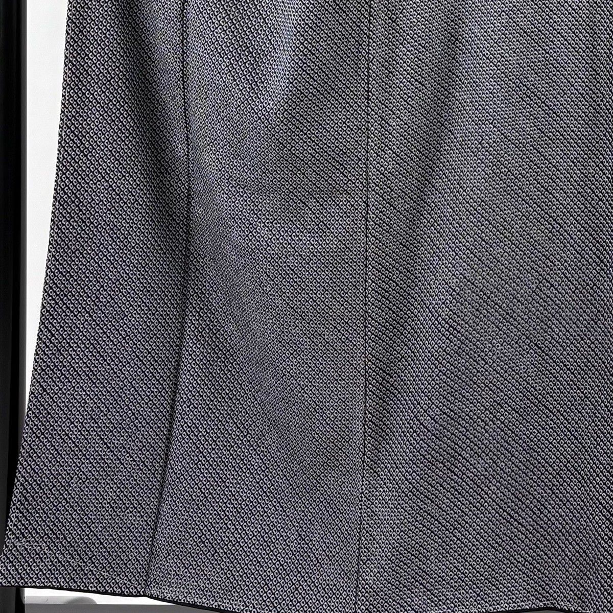 小紋 身丈155 cm 裄丈66 M 袷 総絞り 黒灰 正絹 名品