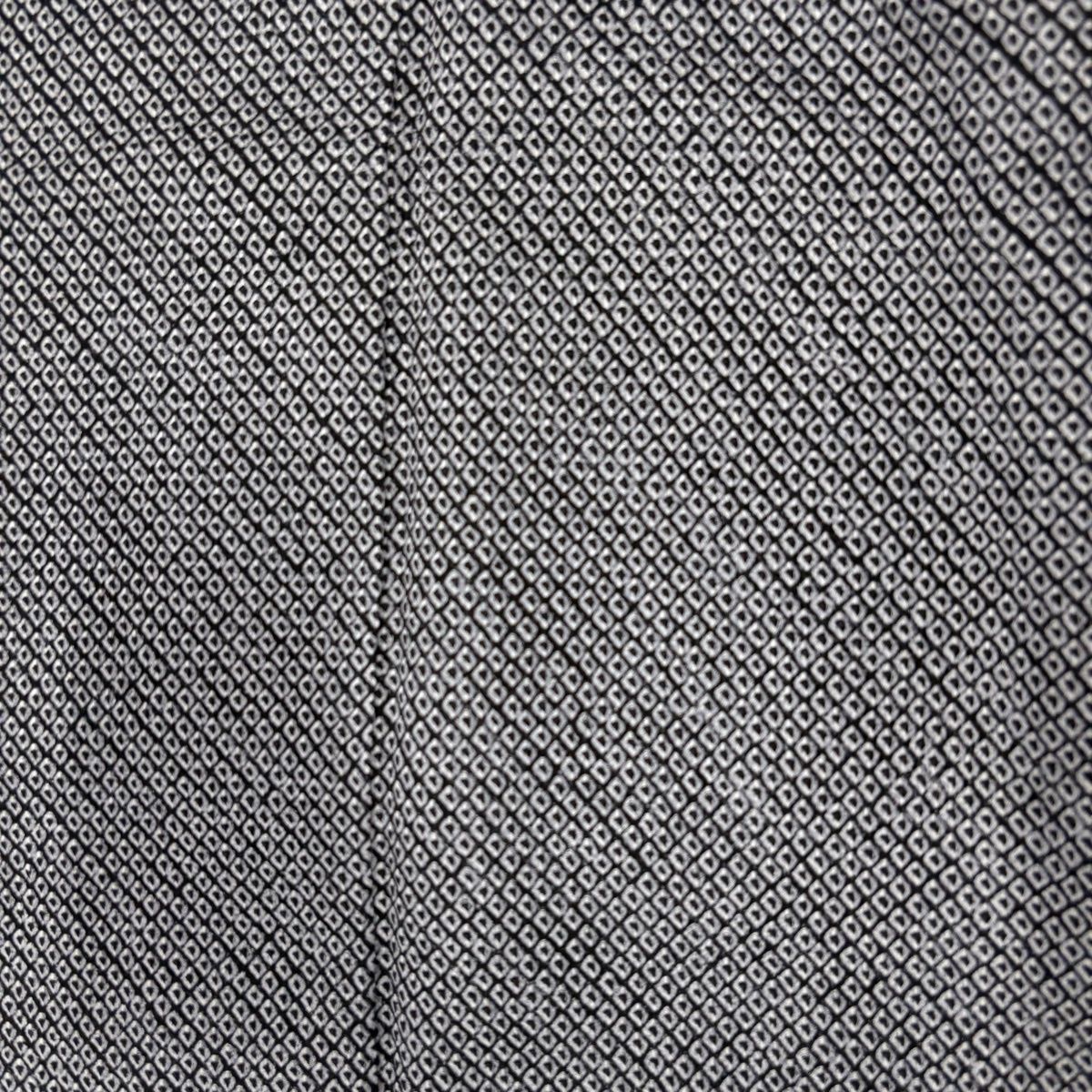  小紋 身丈155 cm 裄丈66 M 袷 総絞り 黒灰 正絹 小紋 着物