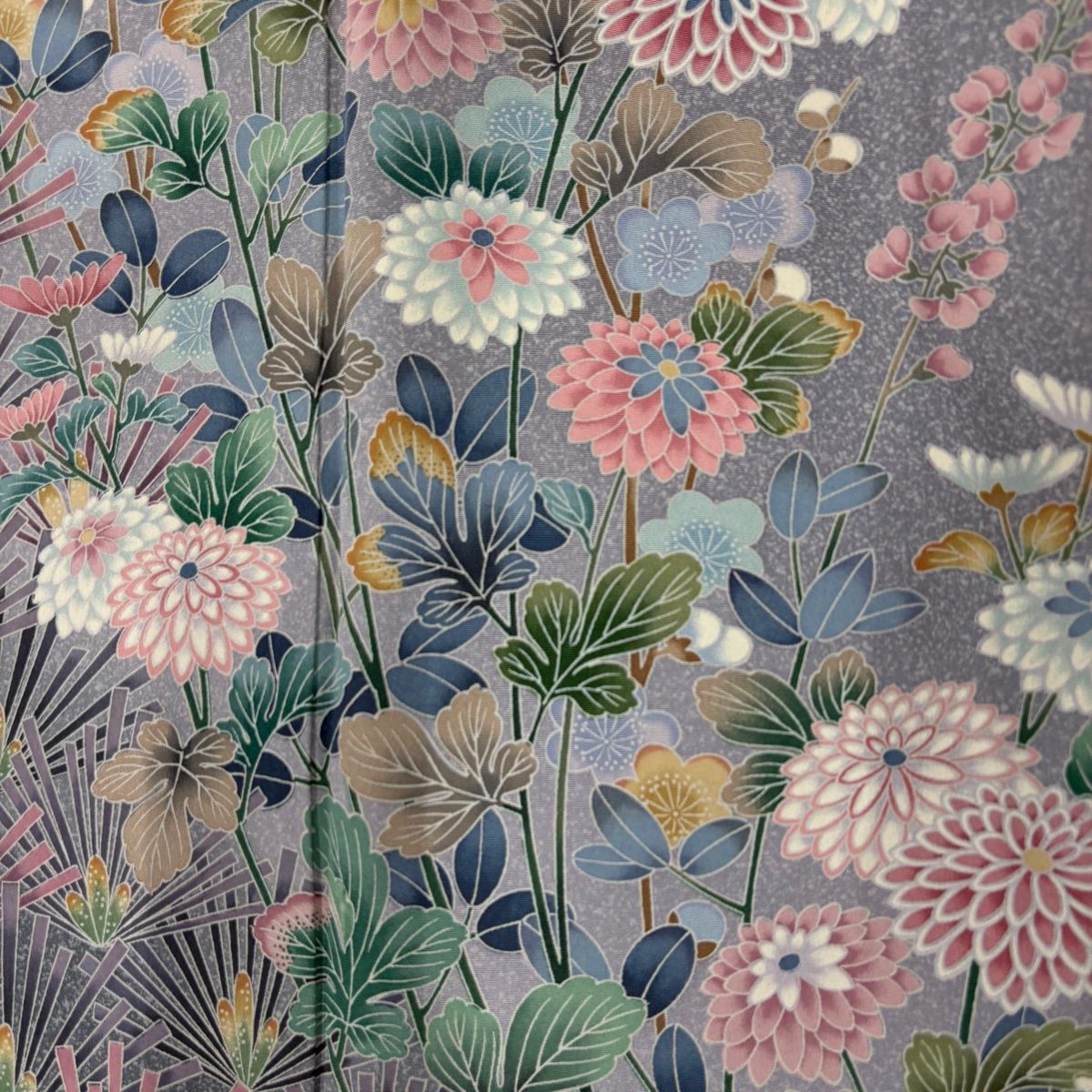  訪問着 身丈151.5 cm 裄丈62.5 S 袷 鴛鴦 松梅 染め分け 金彩 灰紫 正絹 一つ紋 訪問着 付け下げ 着物