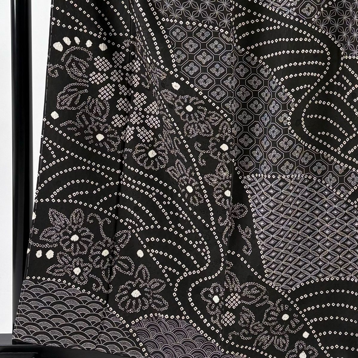 訪問着 身丈157.5 cm 裄丈63 S 袷 草花 波 刺繍 絞り 焦茶色 正絹