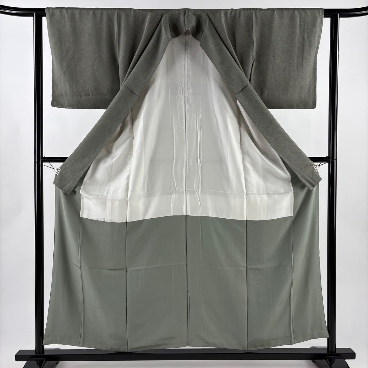  江戸小紋 身丈156 cm 裄丈61 S 袷 鮫 深緑 正絹 小紋 着物