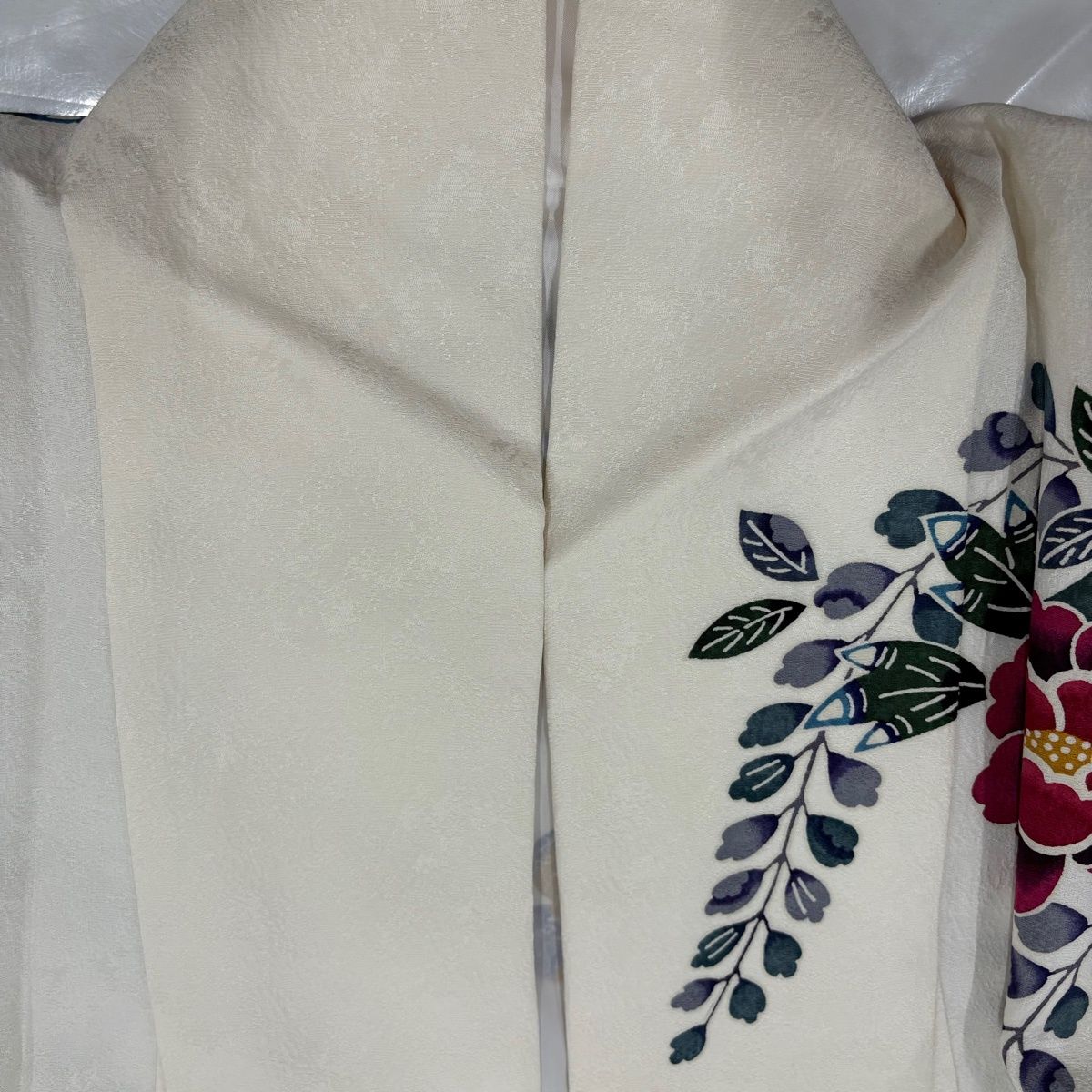  振袖 身丈172.5 cm 裄丈71.5 L 袷 草花 家屋 染め分け ぼかし クリーム 正絹 振袖 着物