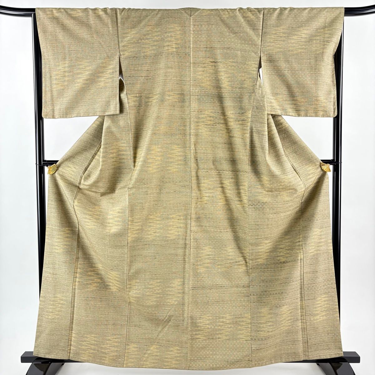 トップ 【美品】 紬 身丈163cm 裄丈65.5cm M 袷 幾何学模様 縞