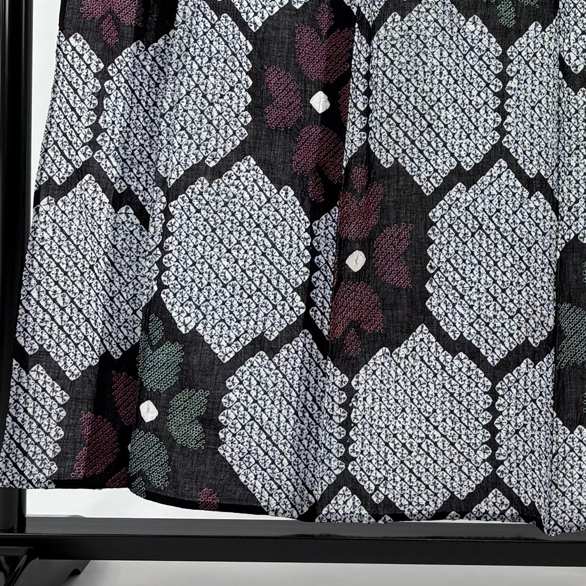 浴衣 身丈155.5 cm 裄丈62.5 S 絞り浴衣 花 亀甲 濃紺 綿