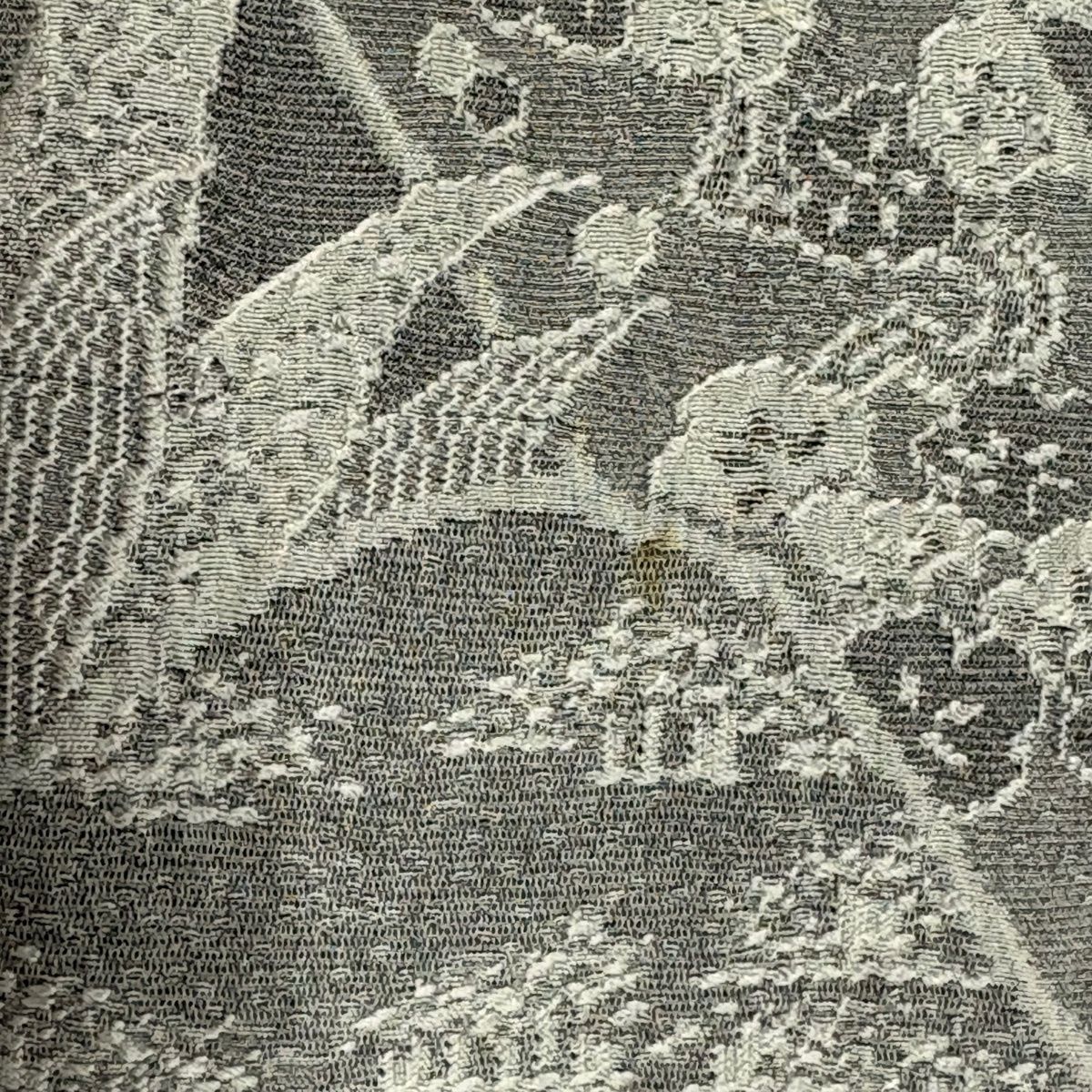  小紋 身丈153.5 cm 裄丈66.5 M 袷 紋意匠 鳥 草花 灰色 正絹 小紋 着物