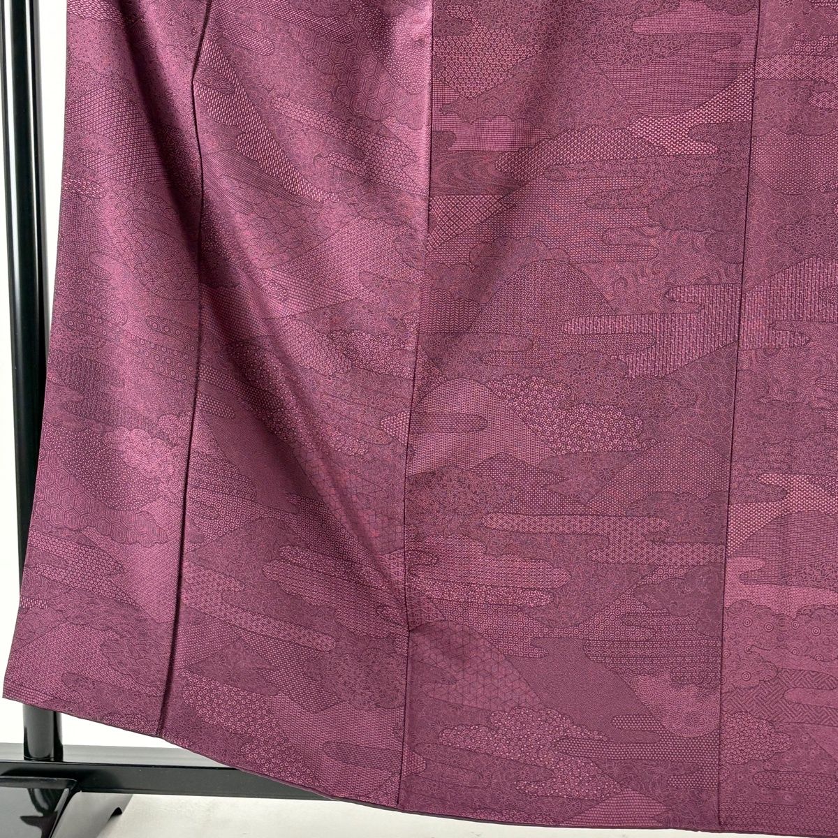 江戸小紋 身丈159.5 cm 裄丈65 M 袷 人間国宝 中村勇二郎 落款 寄せ柄 ヱ霞 紫 正絹