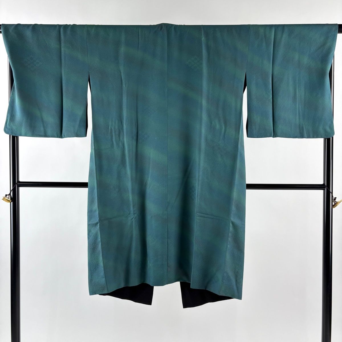 道中着 身丈111.5 cm 裄丈67.5 L 和装コート リバーシブル 地紋 ぼかし 緑 正絹