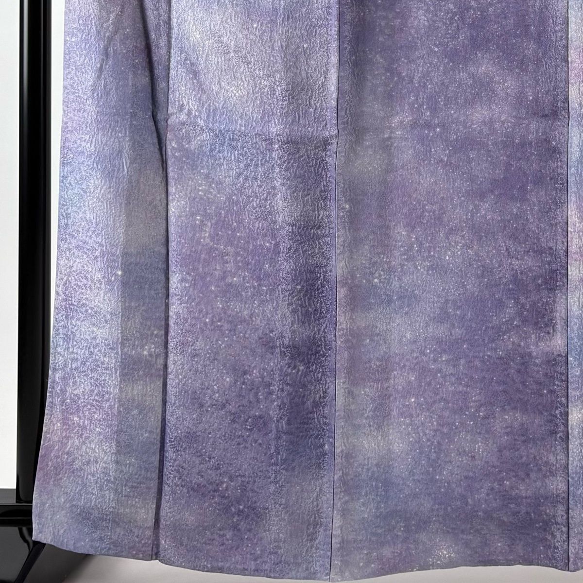 小紋 身丈165.5 cm 裄丈68.5 L 単衣 吉乃一廉 落款 霞 幾何学模様 銀通し 紫 正絹