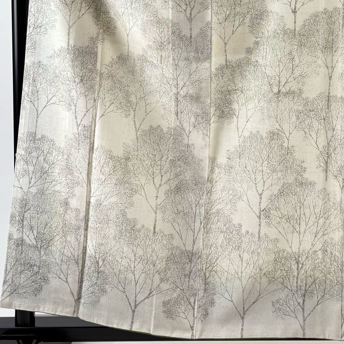 付下げ 身丈160 cm 裄丈63.5 S 袷 小千谷紬地 証紙 樹木 クリーム 正絹