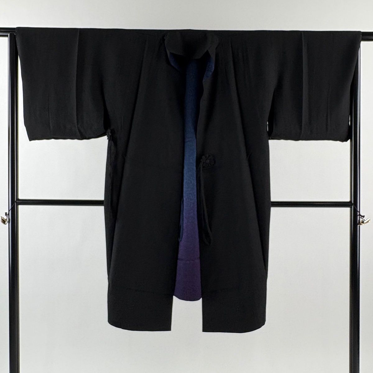  道中着 身丈107 5 cm 裄丈65 M リバーシブル 地紋 ぼかし 紺色 正絹 羽織 着物 浴衣