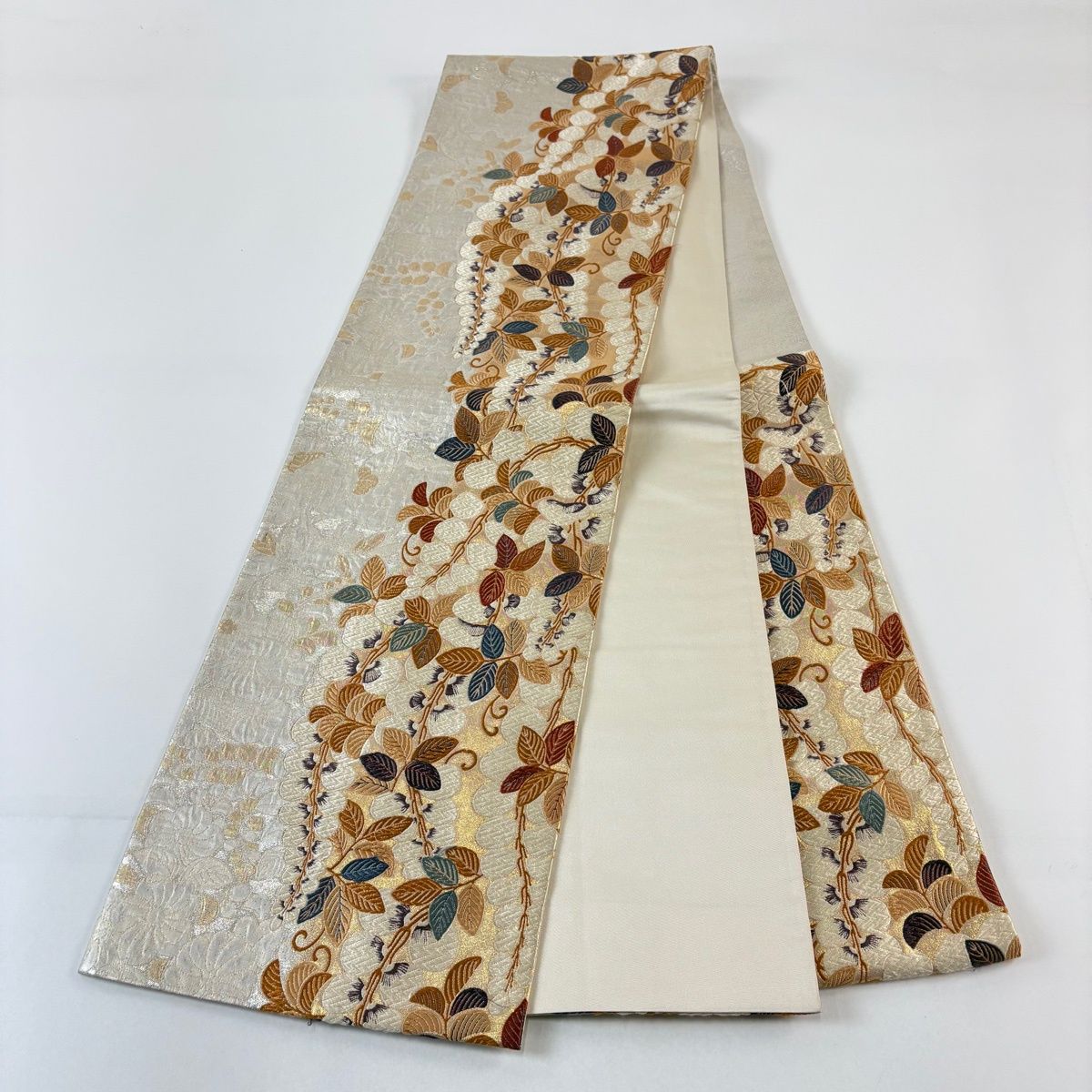 モレリア SALA JAPAN TF 25.0cm 袋帯 秀品 藤 唐織 箔 ベージュ 六通 正絹 【】