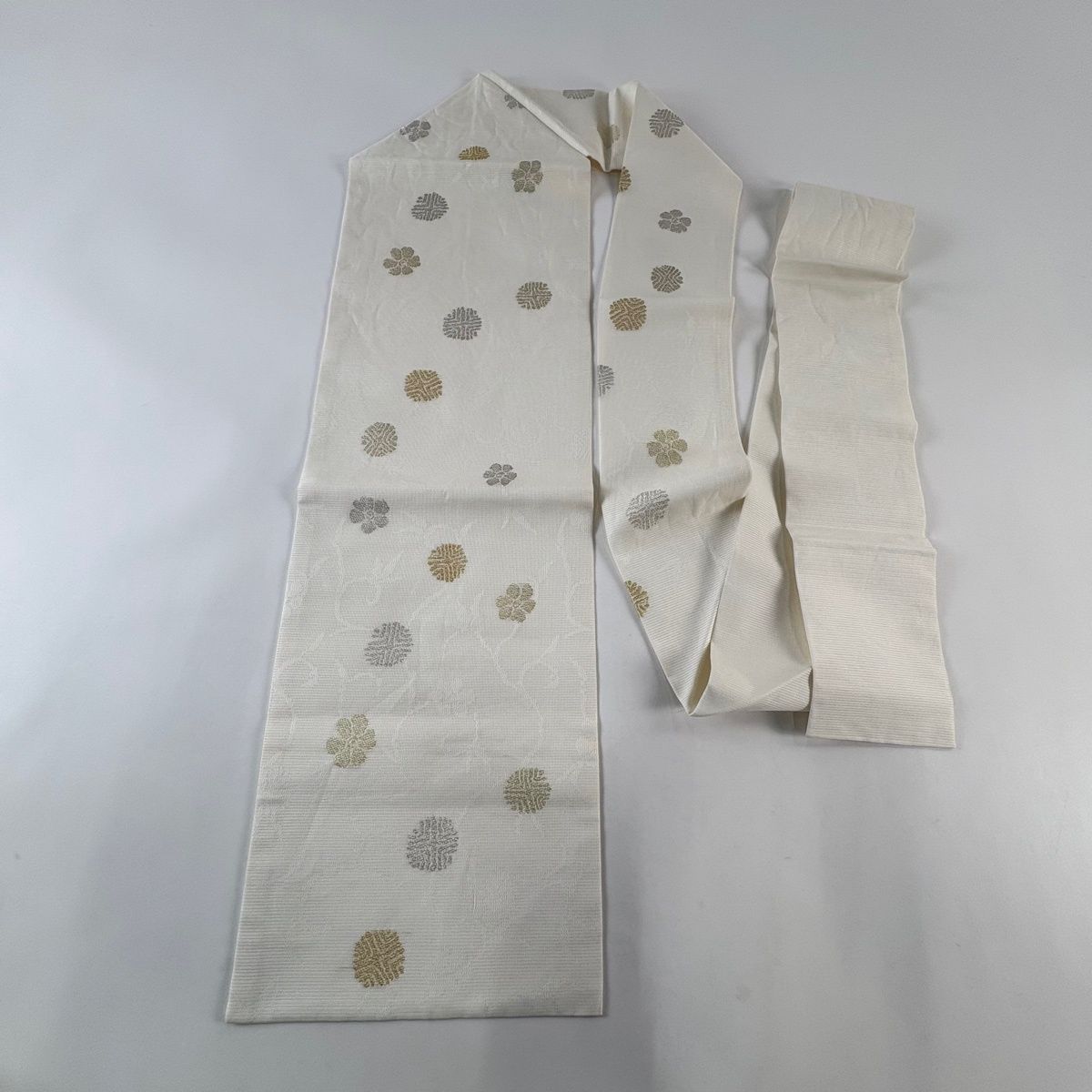 名古屋帯 秀品 夏帯 笹蔓 金銀糸 クリーム 正絹 【中古】 - メルカリ