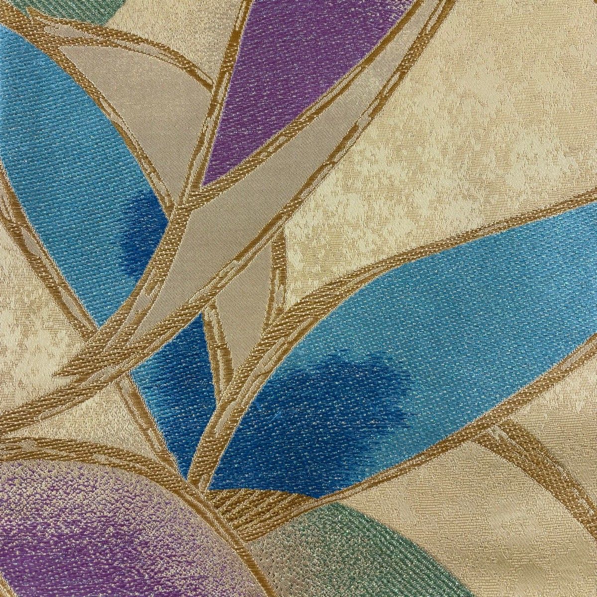 袋帯 秀品 花振舞 長尺織 西陣 RIVERSIBLE 花 金糸 箔 黄色 六通 正絹