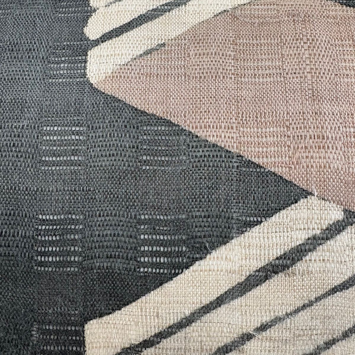 名古屋帯 名品 夏帯 幾何学模様 灰色 麻