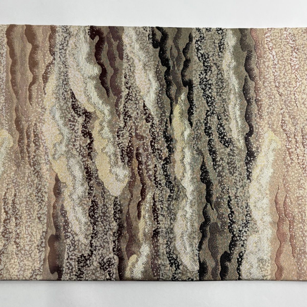  袋帯 雲海 金銀彩 小豆色 全通 正絹 袋帯 帯