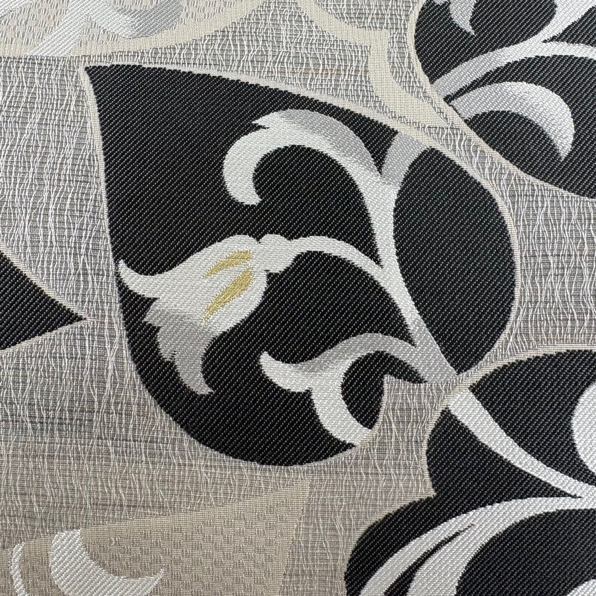 袋帯 名品 落款 花唐草 花弁 金銀糸 桃皮染 灰茶 六通 正絹