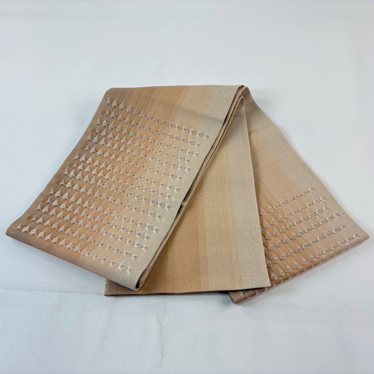  袋帯 幾何学 箔 ベージュ お太鼓柄 正絹 袋帯 帯