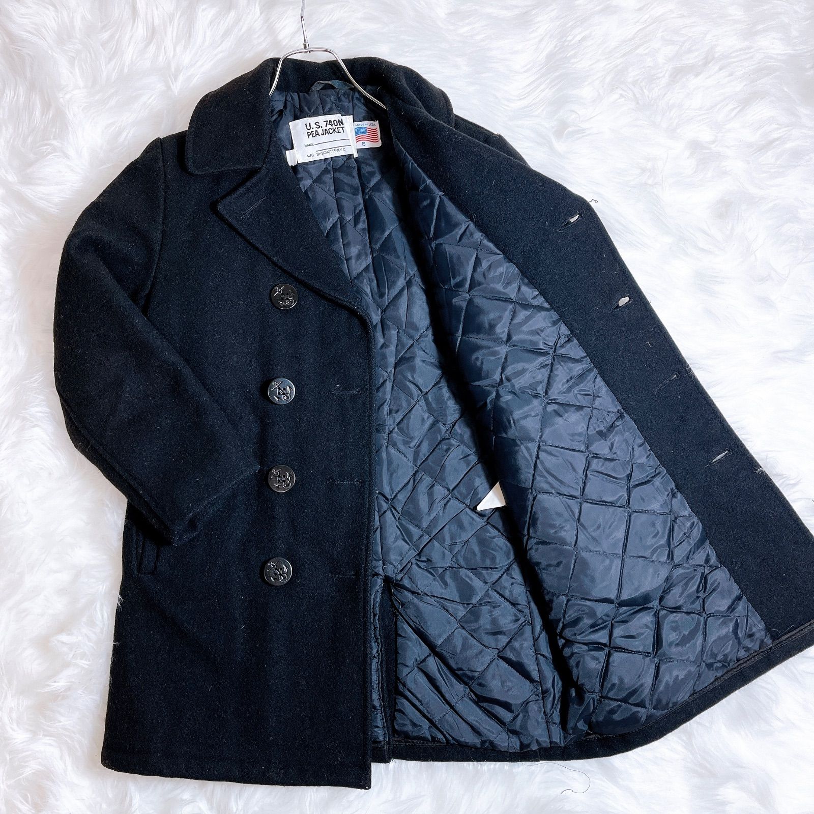 U.S. 740N ピーコート 42サイズ ダークネイビー　LLサイズ Schottピーコート】U.S. 740Nサイズ42 ネイビー Schott U.S. 740N