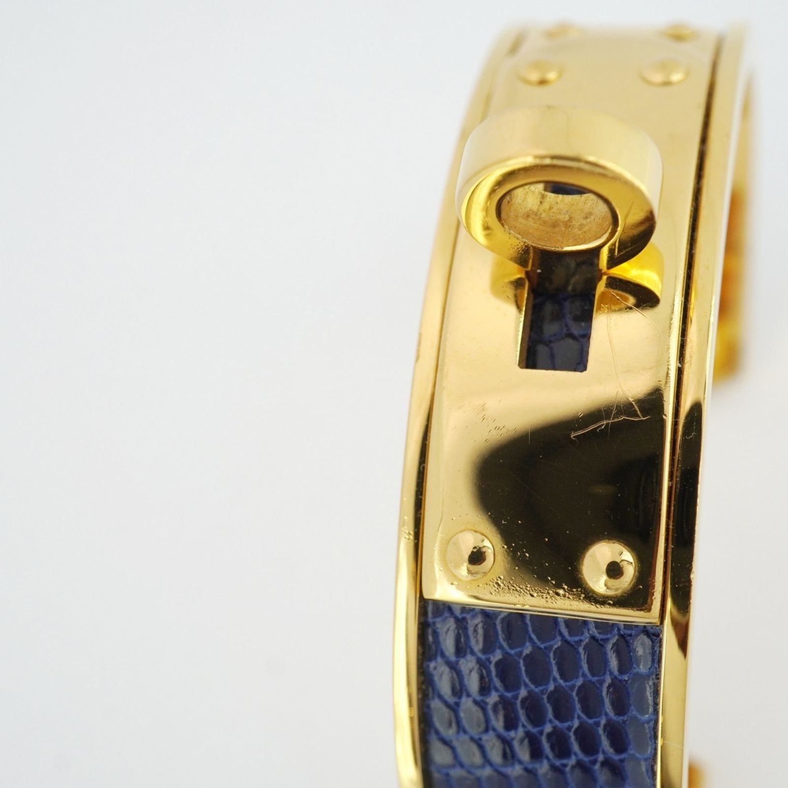 。HERMESケリー バングル ブレスレット メッキ ゴールド ネイビー ブルー HERMES ケリー バングル ブレスレット メッキ ゴールド ネイビー