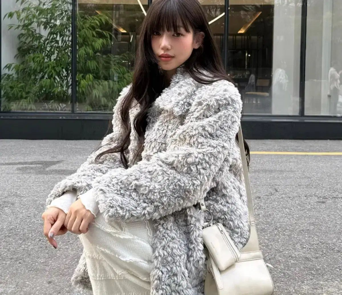 BITTERCELLS Curly Collar Fur Jacket-Grey - メルカリ