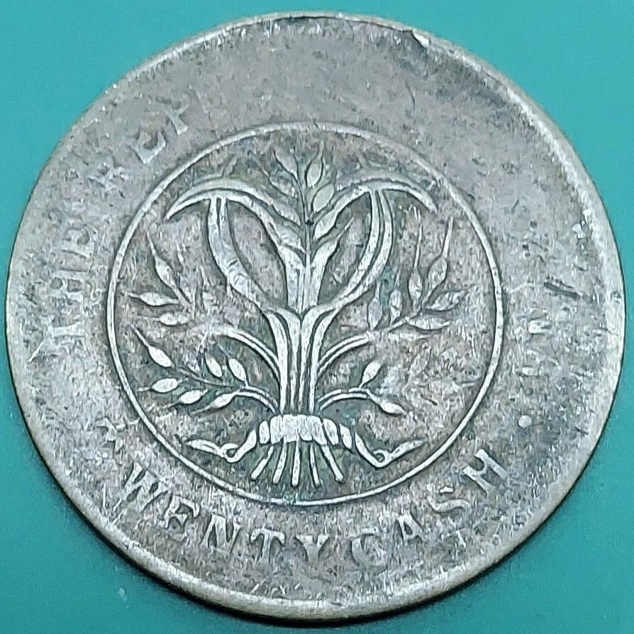 中華民国旧貨幣 の20文硬貨 中華民国 二十文銅貨 20キャッシュ五色旗と稲穂図 大型銅貨 中国古銭