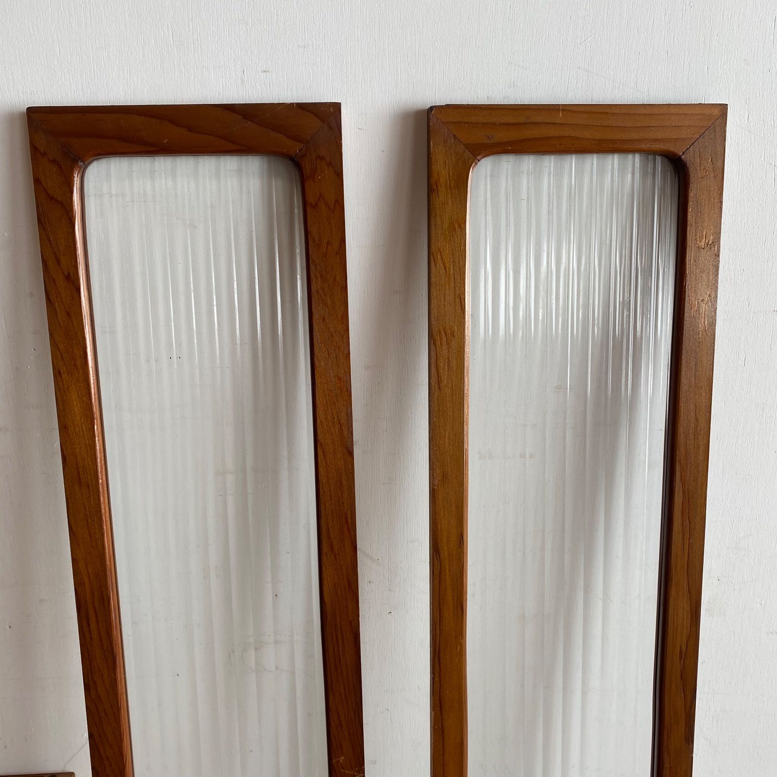 4点セット アンティーク 木枠 モールガラス 古い窓枠 フレーム