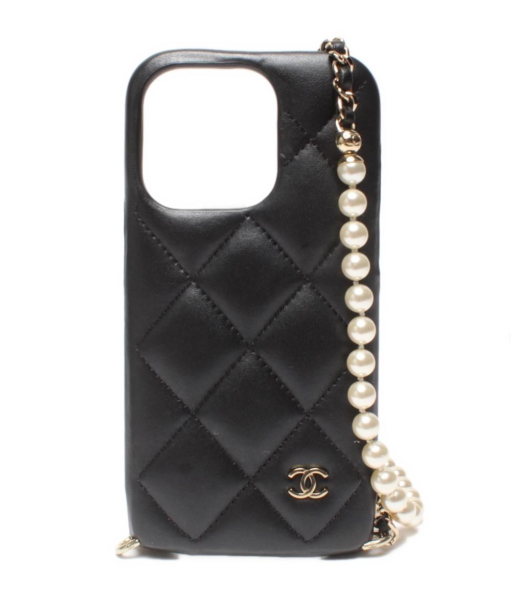 シャネル iphoneケース チェーンショルダー付き iphone 14 pro ゴールド金具 マトラッセ レディース CHANEL