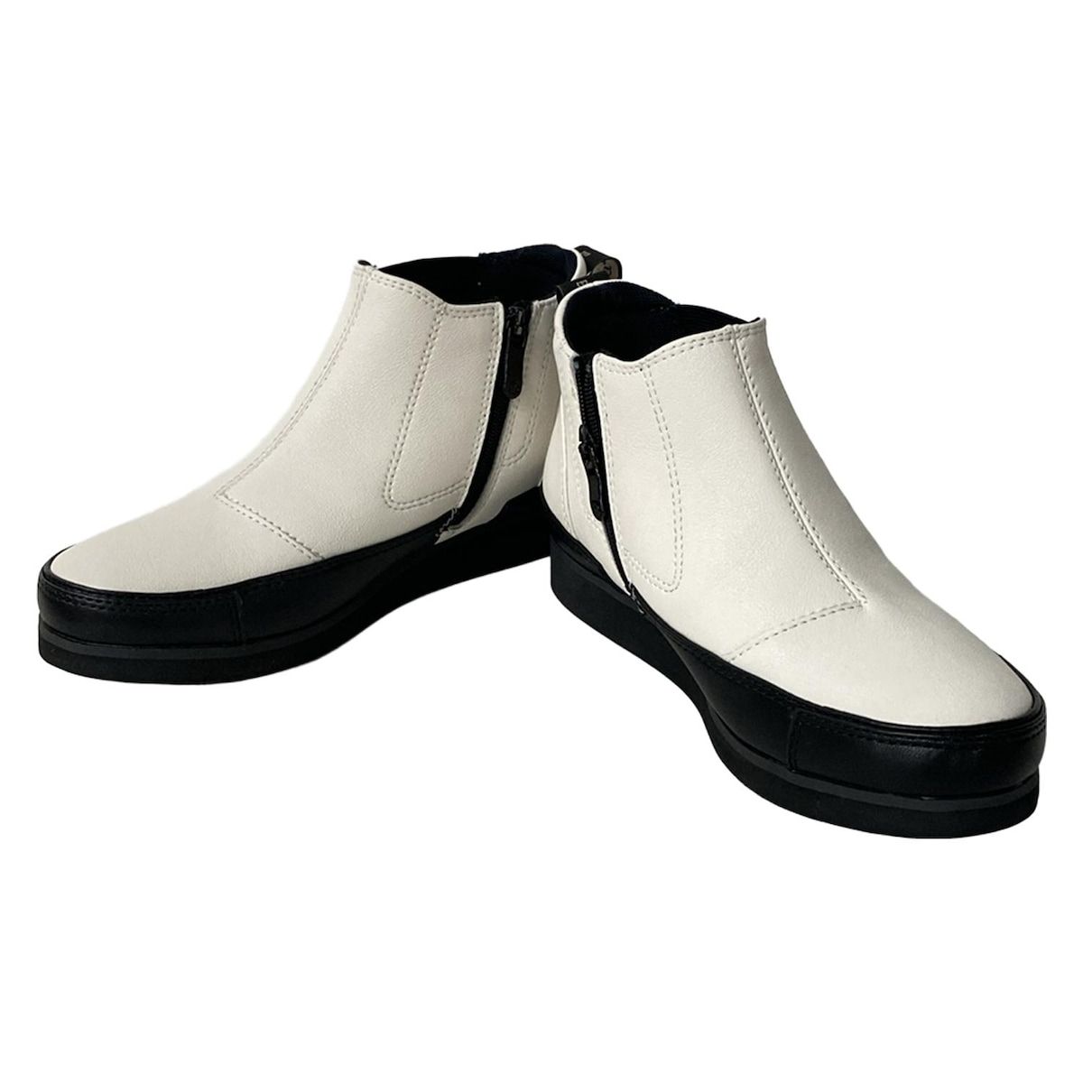 bussola ブソラ ショートブーツ 35 レディース - 白×黒 レザー