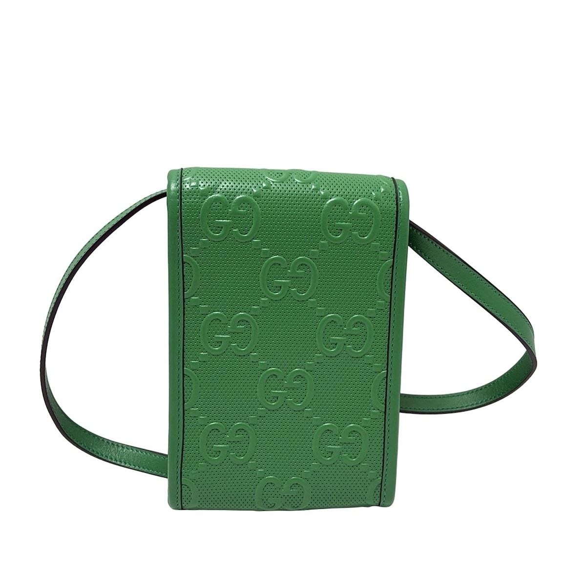 GUCCI(グッチ) ショルダーバッグ美品 GGエンボス 625571 グリーン ミニ