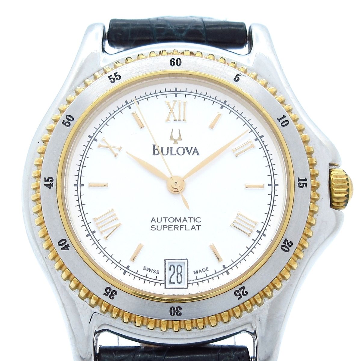 Bulova ブローバ 腕時計 型押し加工 白