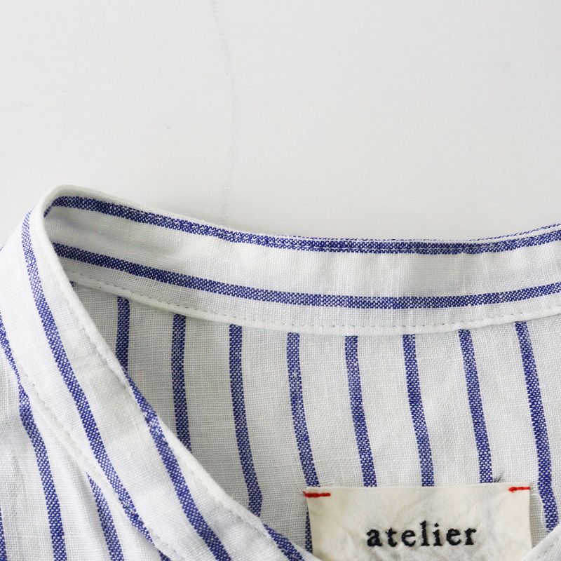  2025 SS アトリエナルセ atelier naruse linen shirt one piece フレンチリネンシャツワンピース ブル ストライプ F┃ その他 その他