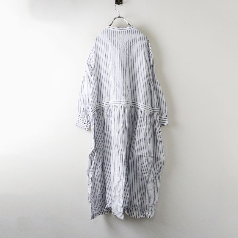 2025 SS アトリエナルセ atelier naruse linen shirt one-piece フレンチリネンシャツワンピース ブル ストライプ F┃