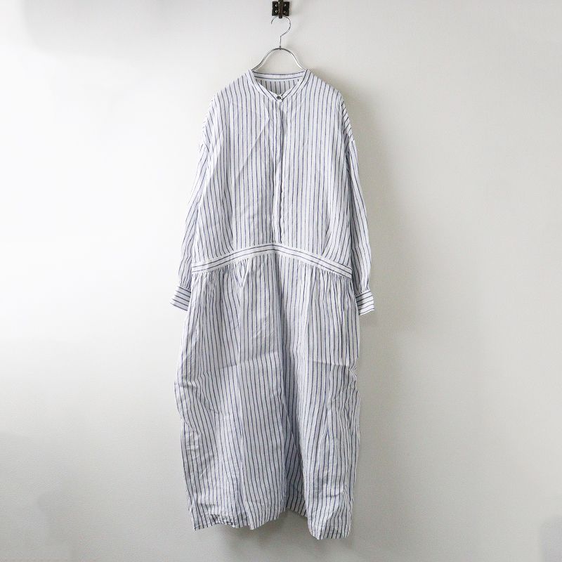 2025 SS アトリエナルセ atelier naruse linen shirt one piece フレンチリネンシャツワンピース ブル ストライプ F┃